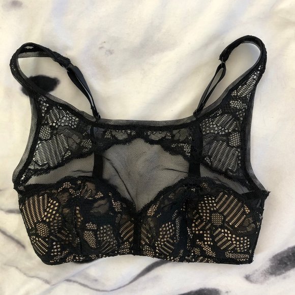 Black Lace High Neck Bralette - 32D - Picture 1 of 2